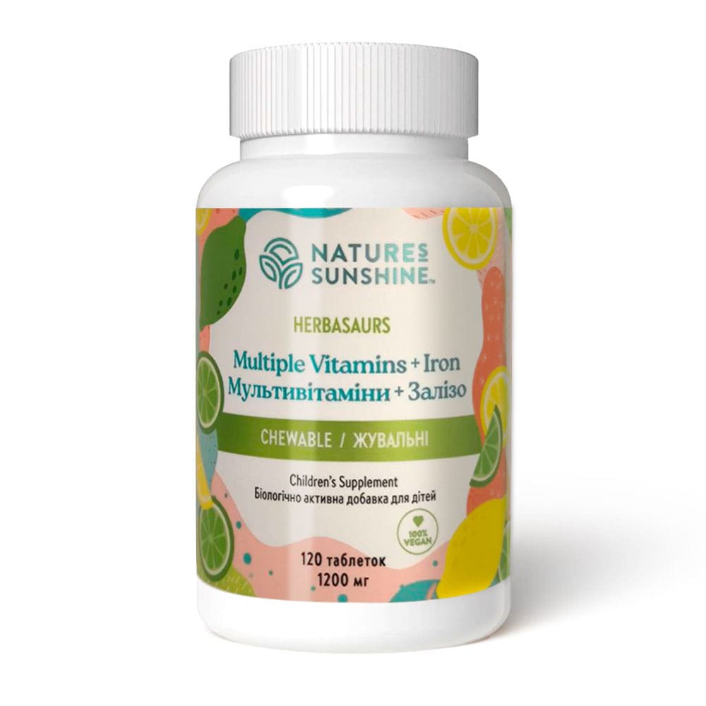 Витамины для детей жевательные «Витазаврики» с железом, Herbasaurus Сhewable Vitamins Plus Iron изображение